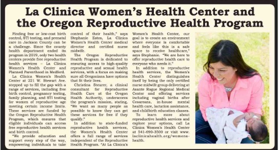 La Clinica Women's Health Center and the Oregon Reproductive Health Program